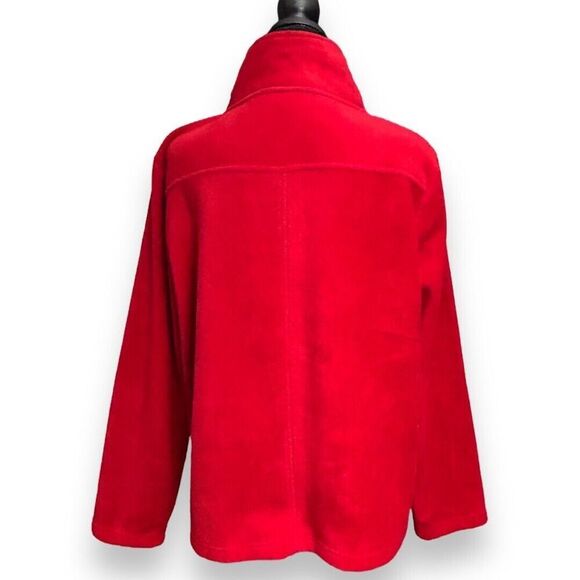 Dressbarn L Red Fleece Toggle Jacket Stand Collar Cozy Winter Button Front Coat - Picture 4 of 11